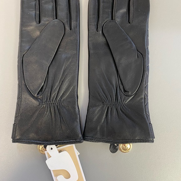 Michael Kors Tech Leather Gloves with Gold Charm - Picture 7 of 10